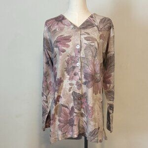 NWT Gabriella T. 90's Women's XL Made In Italy Floral Knitted Cardigan Sweater